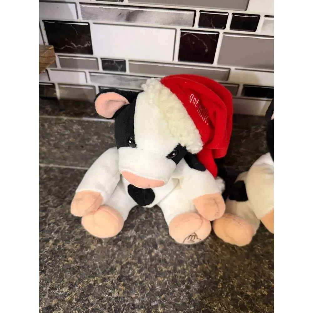 Vintage Enesco Mary's Moo Moos Cow Plush Pair Christmas Got Milk Chef